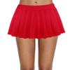 Afibi Women Sexy Stretchy Elastic Waist Pleated Ruffle Mini Skirt for Schoolgirl Outfits, Red, L view 4