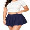Afibi Women Sexy Stretchy Elastic Waist Pleated Ruffle Mini Skirt for Schoolgirl Outfits, Navy Blue, X-Large view 4