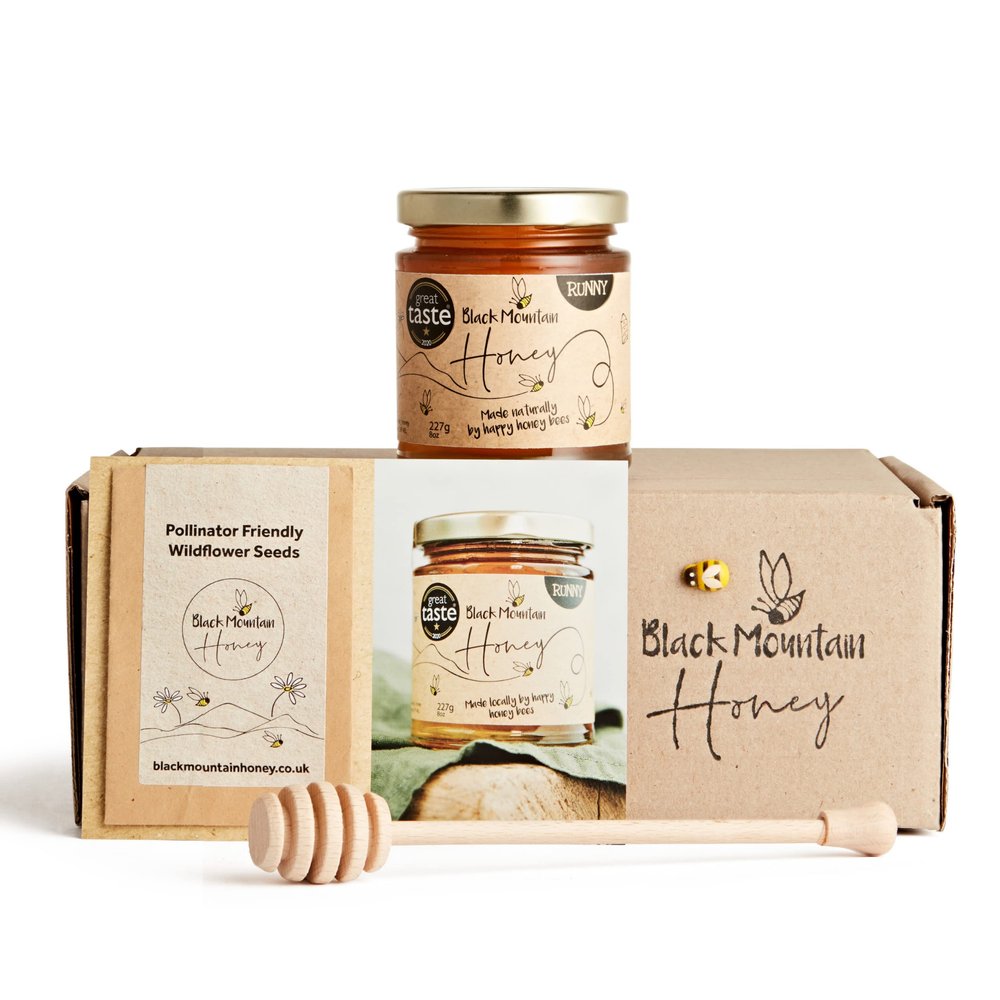 Black Mountain Honey - Single Origin Natural Welsh Honey Gift Set with Wildflower Honey (1 Jar Gift Pack)