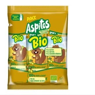 Baked, eco-friendly, corn snack with 100% olive oil and no salt ASPITOS BIO 6 x 3 packs