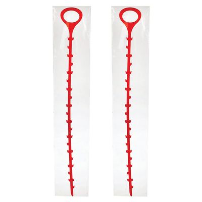 2 x Red Drain Unblocker Stick Quickly Removes Blockages for Sinks Showers Baths