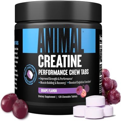 ANIMAL Creatine Performance Chew Tabs Grape - Chewable Tablets with 5 g Creatine Monohydrate per Serving & Sea Salt for Enhanced Effectiveness - 120 Tablets