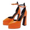 Lutalica W Trendy Women's Pointed Toe Sexy Crocodile Pattern Triple Platform Extreme High Block Heel Ankle Strap Pumps Grey Size 36 view 2