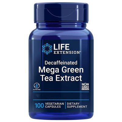 Life Extension, Mega Green Tea Extract, 725mg, Decaffeinated, 100 Vegan Capsules, Lab-Tested, Vegetarian, Gluten-Free, Soy-Free, Non-GMO
