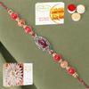 Ghasitaram Gifts Rakhi for Brother Rakhis Online - RM-715 Premium Rakhi with 200 GMS of Besan Barfi and 200 GMS of Kaju Katli view 1