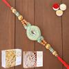 Ghasitaram Gifts Rakhi for Brother Rakhis Online - 8469 Premium Rakhi with 200 GMS of Kaju katli and 200 GMS of Soan Papdi view 1