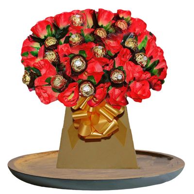 Chocolate gift box Ferero Rochr Lindr Hamper bouquet galore sweets candy Cadbury birthday present romantic flowers roses