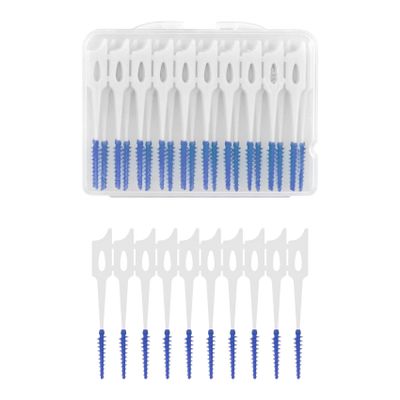 40pcs Tooth Floss Picks Interdental Brushes Flosser Sticks with Storage Case for Brush Tool Toothpick Tooth Cleaner Interdental Floss Sticks Toothpick Cleaning Tool Daily Cleaning Teeth (Blue)