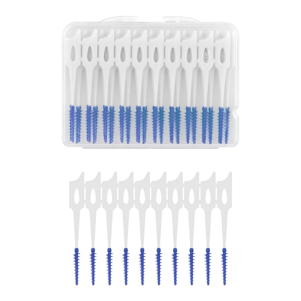 40pcs Tooth Floss Picks Interdental Brushes Flosser Sticks with Storage Case for Brush Tool Toothpick Tooth Cleaner Interdental Floss Sticks Toothpick Cleaning Tool Daily Cleaning Teeth (Blue)
