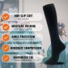 fenglaoda Compression Socks for Women Men Circulation 20-30 mmHg Cute Fun Support Socks For Nurse, Pregnancy, Travel, Flight, 78-3pairs-black, S-M view 3
