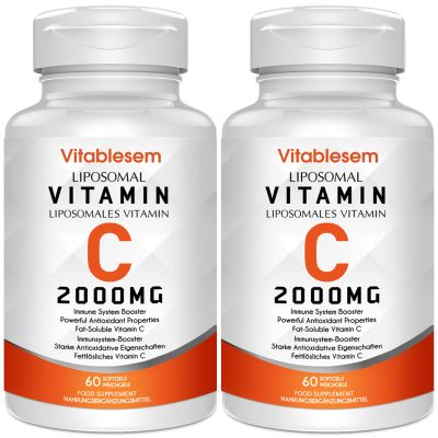Liposomal Vitamin C Capsules 2000MG (2 Pack) - High Strength Gluten Free & Ascorbic Acid - Immune Support Antioxidant Supplement - Non-GMO
