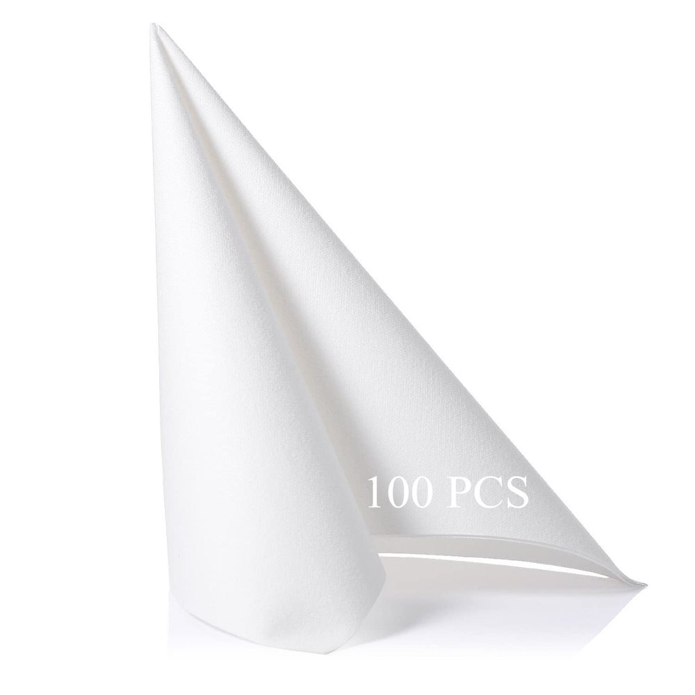 LEKOCH 100 PCS White Luxury Large Disposable Paper Napkins, Linen Feel Wedding Napkins, 40 * 40 Christmas Napkins, White -100 pcs