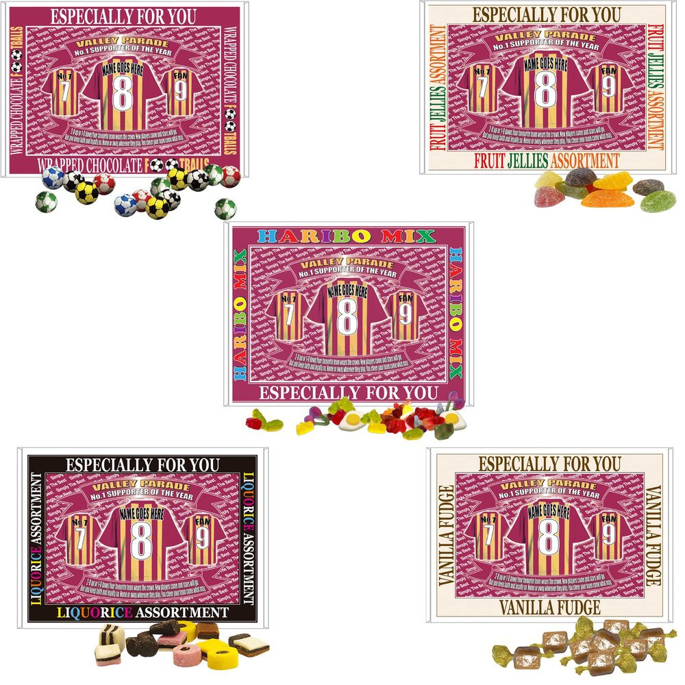 Bradford City Football Shirt Personalised Gift Boxed Sweets