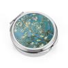 Dynippy Pill Case 3 Detachable Compartment Pill Box with Mirror (2.4x2.4x0.7 inches) Pocket Medicine Case Vitamin Fish Oil Pill Organizer for Pocket Purse and Travel Gifts Silver- Almond Blossom view 1