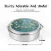 Dynippy Pill Case 3 Detachable Compartment Pill Box with Mirror (2.4x2.4x0.7 inches) Pocket Medicine Case Vitamin Fish Oil Pill Organizer for Pocket Purse and Travel Gifts Silver- Almond Blossom view 2