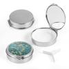 Dynippy Pill Case 3 Detachable Compartment Pill Box with Mirror (2.4x2.4x0.7 inches) Pocket Medicine Case Vitamin Fish Oil Pill Organizer for Pocket Purse and Travel Gifts Silver- Almond Blossom view 3