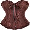 HNGHOU Women's Plus Size Corset Bustier Lace Up Overbust Bustier Lingerie Bodyshaper Tops, Brown, S view 1
