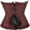 HNGHOU Women's Plus Size Corset Bustier Lace Up Overbust Bustier Lingerie Bodyshaper Tops, Brown, S view 3