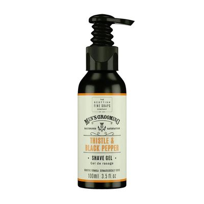 Scottish Fine Soaps - Thistle & Black Pepper Shave Gel - Milk Thistle Extract - Quick Lathering Gel - Vegan Friendly - 100ml Bottle