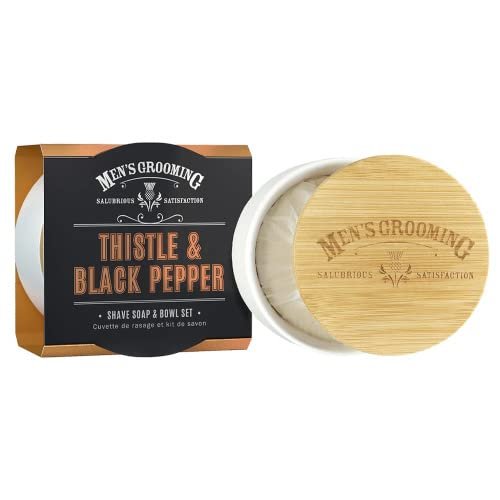 Scottish Fine Soaps Thistle & Black Pepper Shaving Soap 100 g in Ceramic Jar