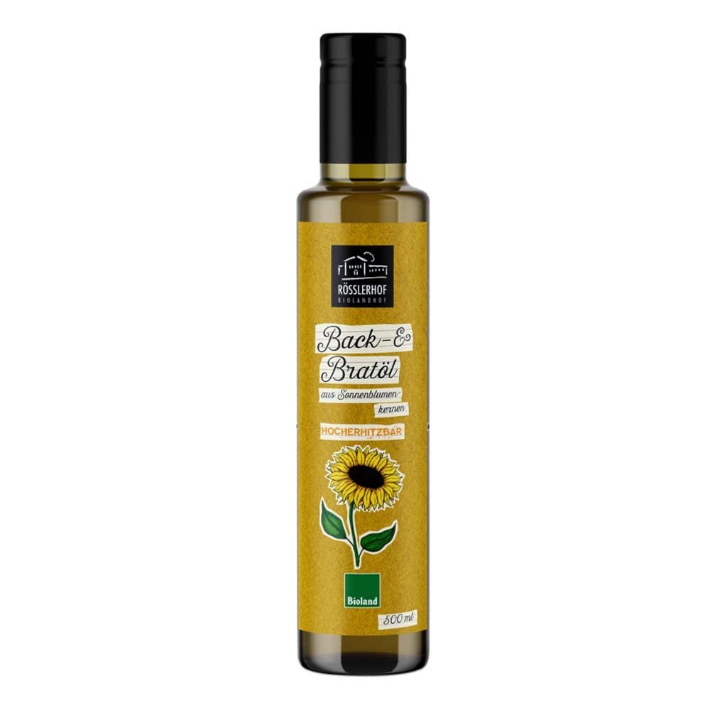 Rsslerhof Baking & Roasting Oil, Sunflower Seeds, Bioland, 500 ml (Pack of 4)