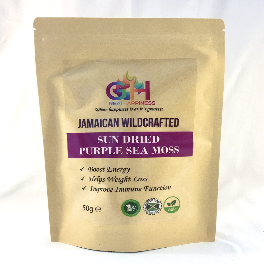 Great Happiness Ocean Harvested Wildcrafted Sun Dried Purple Sea Moss Irish Moss (50)