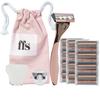 FFS Beauty Rose Shaving Set for Women 3-6 Month's Supply  Premium Rose Razor Handle, 12 SmoothGlide 6-Blade Cartridges, Shower Holder, Travel Pouch, Clamshell Protector view 1