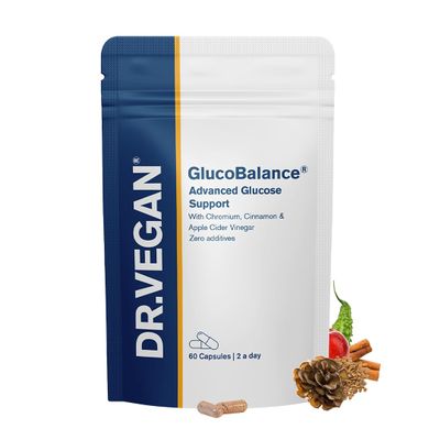 GlucoBalance | Advanced Blood Sugar Control | with Cinnamon, Bitter Melon, Apple Cider Vinegar, Fenugreek, Chromium | 60 Vegan Capsules | 2-A-Day