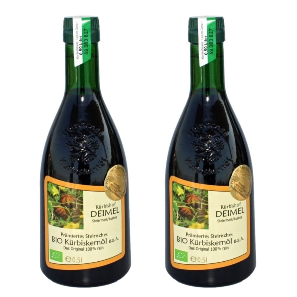 Krbishof DEIMEL Steiermark/Austria - Value Pack 2 x 500 ml Organic Styrian Pumpkin Seed Oil from Austria - Directly from the Producer