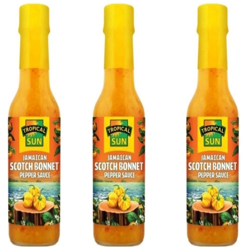 Tropical Sun Jamaican Scotch Bonnet Sauce Condiments 150ml- Pack of 3