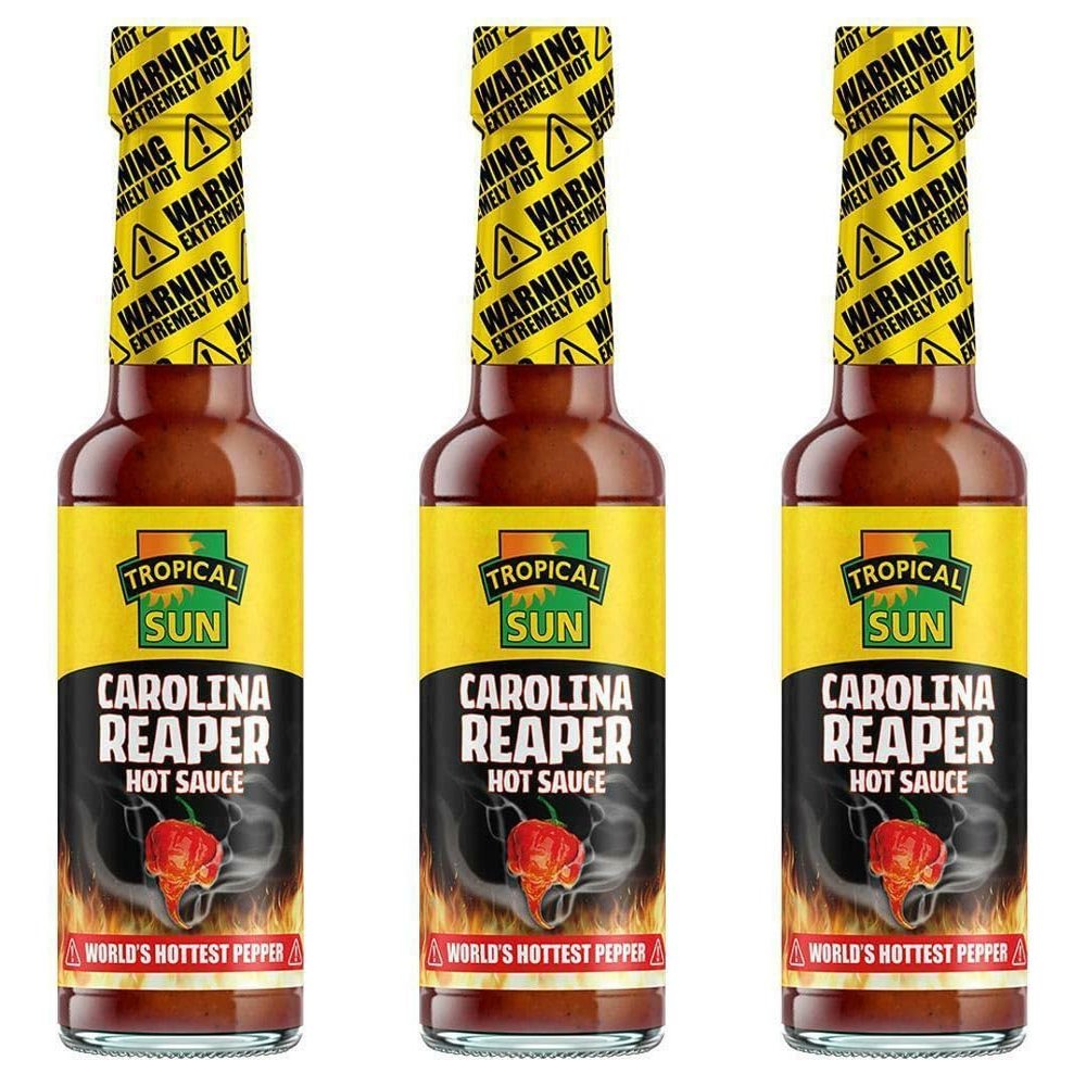 Tropical Sun Carolina Reaper Hot Sauce Sauce Condiments 150ml- Pack of 3