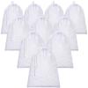10 Pieces Mesh Bags Drawstring Laundry Bags Nylon Mesh Bags Dishwasher Bag with Sliding Drawstring for Home Kitchen Supplies (12 x 16 Inch, White,) view 1