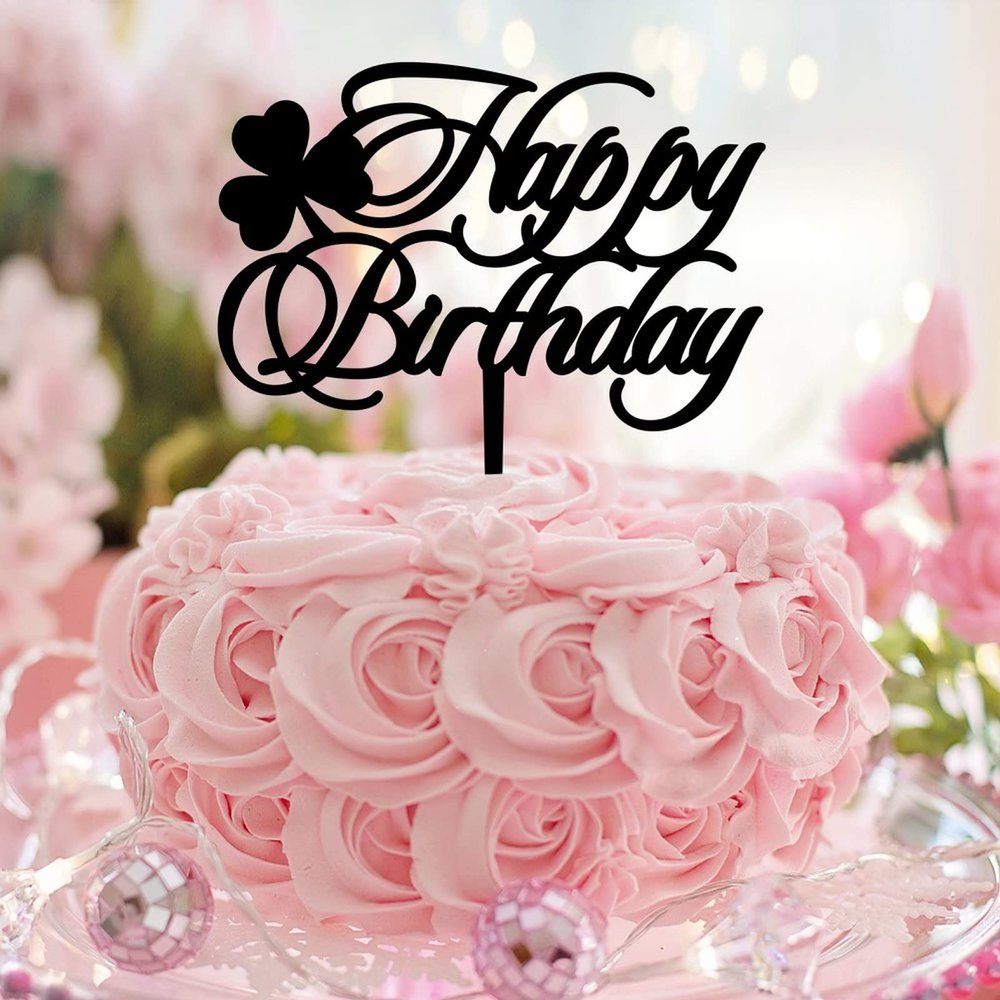 Happy Birthday Happy Birthday Cake Topper Acrylic Black Cake Toppers Personalised Birthday Party Supplies Anniversary Birthday Keepsake Gifts For Boy Girl