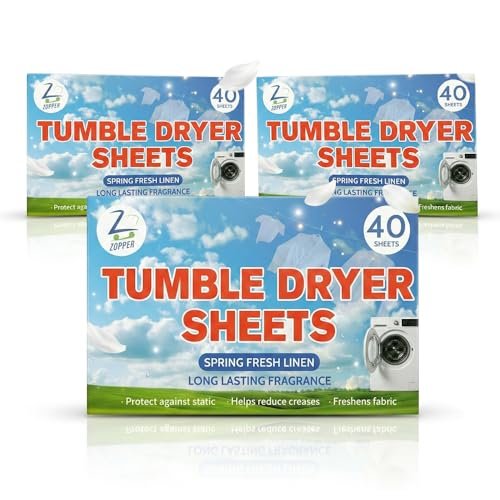 Karrma Ltd. Tumble Dryer Sheets, Spring Fresh Linen Scent, Pack of 3 (120 Sheets) Long-Lasting Laundry Freshener & Static Control