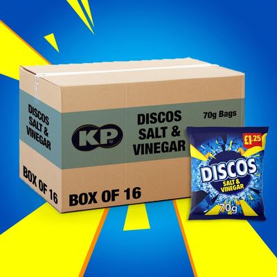 Box of 16 - KP Discos Salt & Vinegar 70g Bags 1.25 PMP