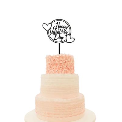 10 Pcs Happy Valentines Day Cake Topper Cupcake Acrylic Decorations Party Supplies For Sweet Valentine's Day Party Wedding Engagement Bridal Shower Birthday Party Decorations (Black)