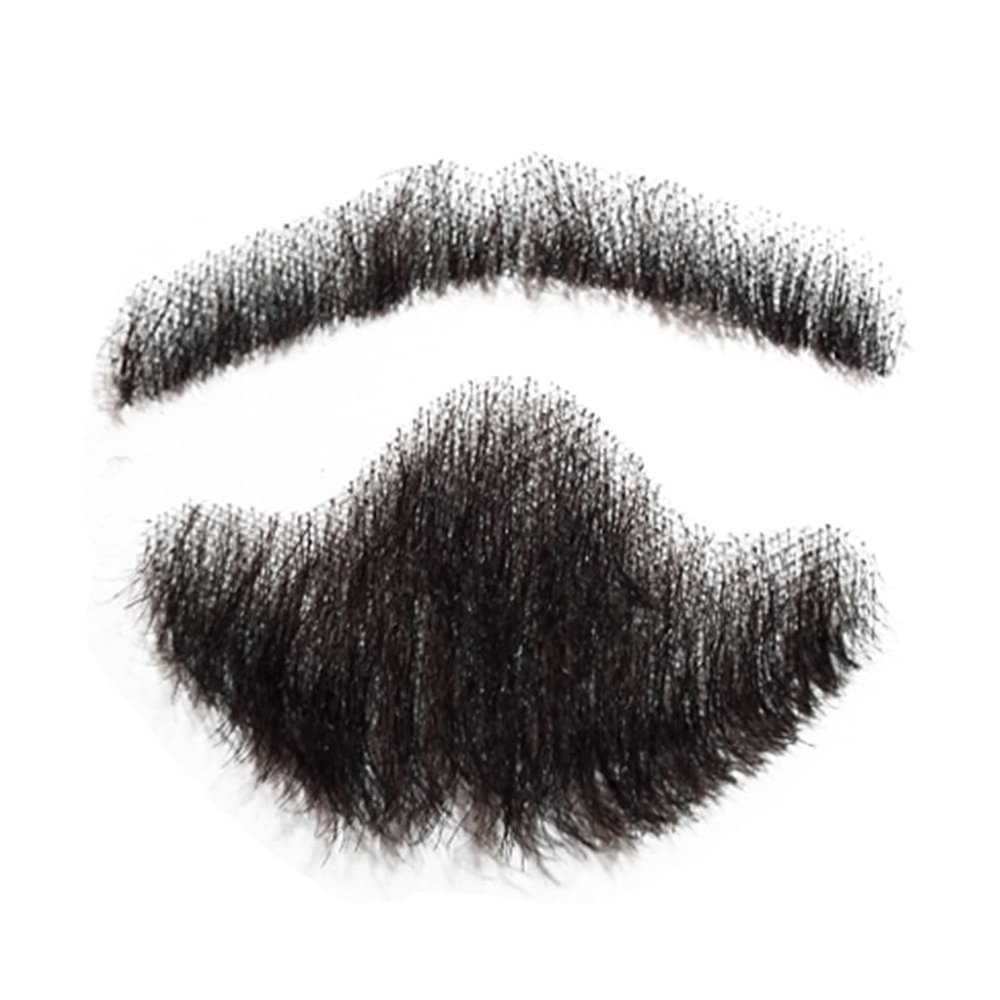 Remeehi Natural Black Men's Beard Human Hair Lace Handmade Fake Facial Mustache Costume Pretend Beards 3-10#