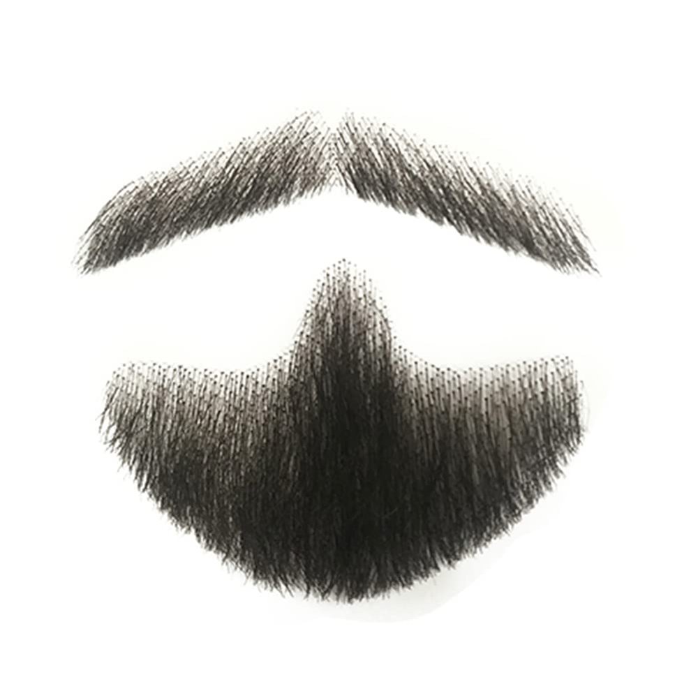 Remeehi Natural Black Men's Beard Human Hair Lace Handmade Fake Facial Mustache Costume Pretend Beards 3-20#