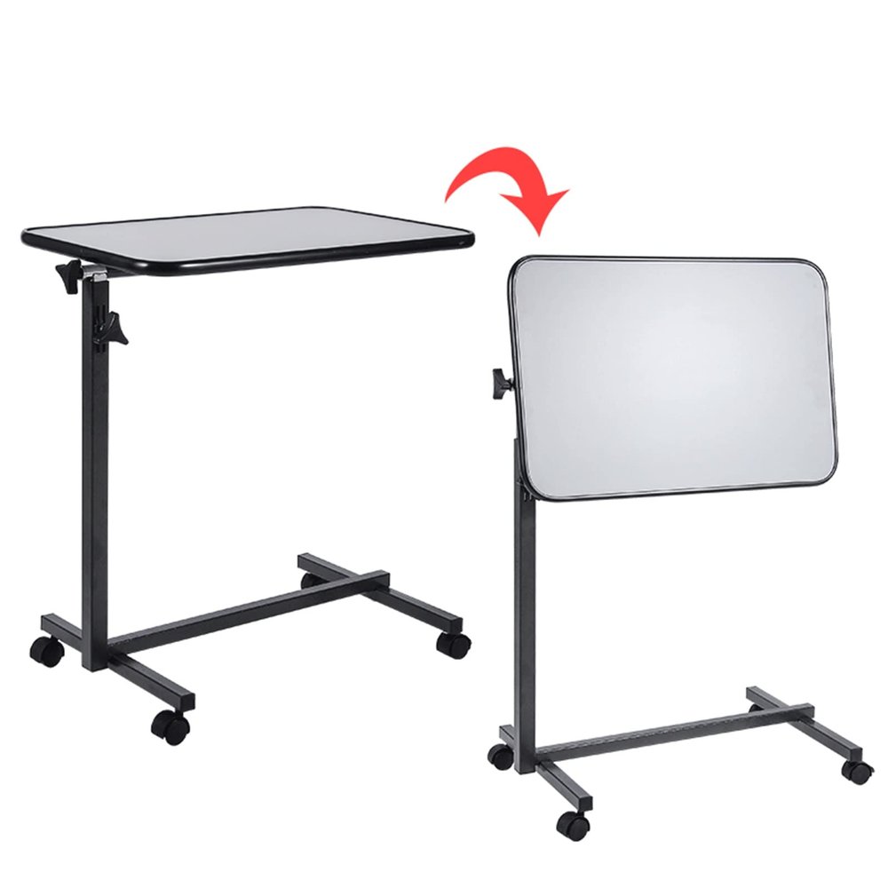 ETELIN Overbed Tables On Wheels, Height Adjustable Sofa Side Table Mobile Laptop Table Side Table For Bed Sofa Lap Table For Hospital Nursing Reading Eating