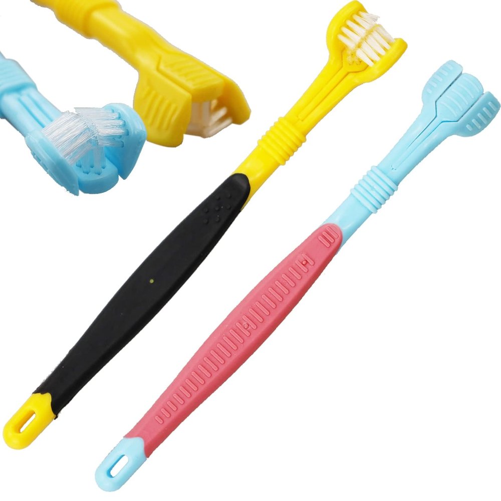 2Pcs 3 Sided Autism Toothbrush - 3 Bristle Travel Toothbrush Wrap Around for Adult & Kid Teeth Care