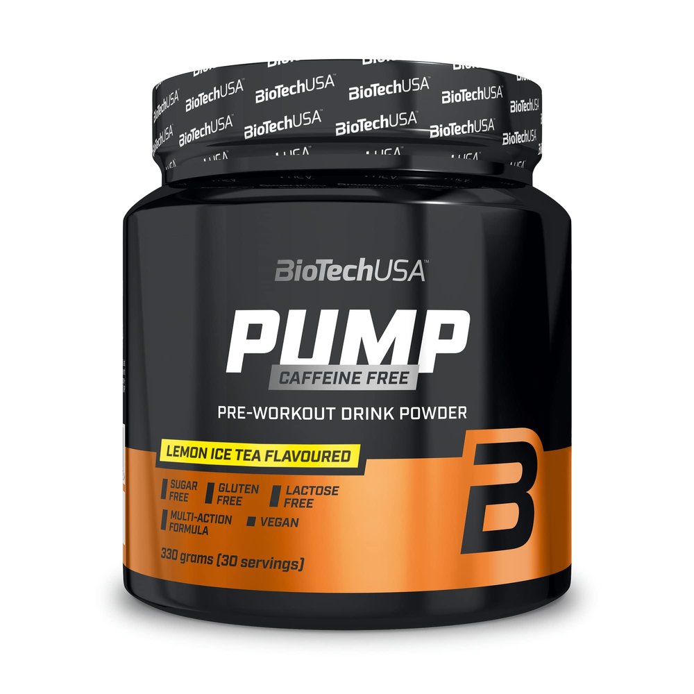 BioTechUSA Pump Caffeine Free | Energy, Focus & Immune Support | 19 Active Ingredients | Pre-Workout Drink Powder, 330 g, Lemon ice Tea
