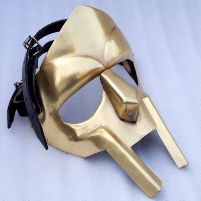Medieval Gladiator Face Mask Mad Villain Doom MF Face Mask Steel Costume Leather Strips Theater Mask Face Covering Metal Face Mask