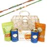 Ghasitaram Gifts Rakhi Gifts for Brothers Jute Fancy Basket/ Carry Bag/ Magazine Holder of Assorments with Besan Barfi with 2 Green Beads Rakhis view 1