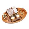 Ghasitaram Gifts Rakhi Gifts for Brothers Chip n Dip Platter with Kaju Katlis, Dryfruits, Roli Chawal Thali and Bhaiya Bhabhi Rakhis