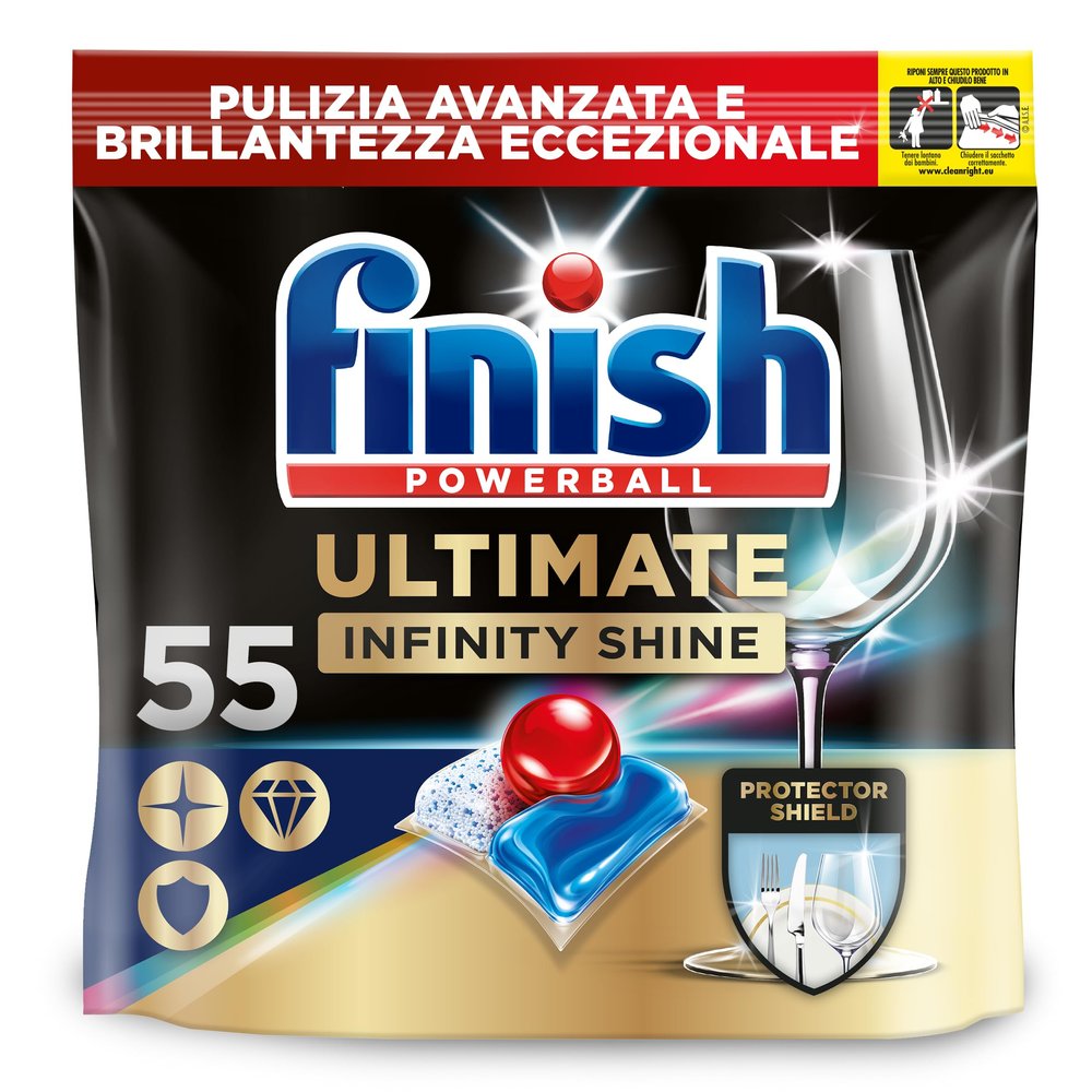 Finish Dishwasher Tablet, Ultimate Infinity Shine, 330 Tablets, Lemon Sparkle, Clean & Shine Detergent Tabs, Tough on Grease Stains, Effective for Short Eco Cycle