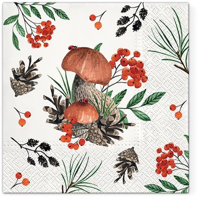 Tete a Tete 3Ply Pastel Flowery Tissue Paper Napkins Decoupage Serviettes 33cm x 33cm - Pack of 20 (Forest Harvest), 33cm x 33cm - 1/4 folded