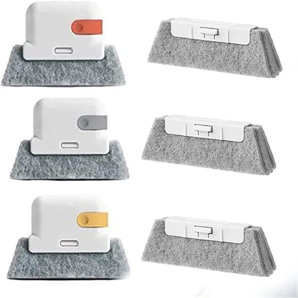2-in-1 Groove Cleaning Tool Creative Window Groove Cleaning Cloth,Hand-held Crevice Cleaner Tools,Magic Window Track Cleaner,Window Groove Cleaning Brush with Replacement Pads (3pcs)