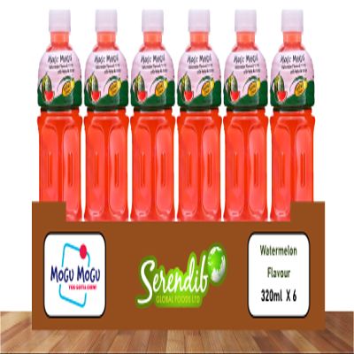 Mogu Mogu Watermelon Drink with NATA de Coco (Gotta Chew) 320ml (6 Bottles)