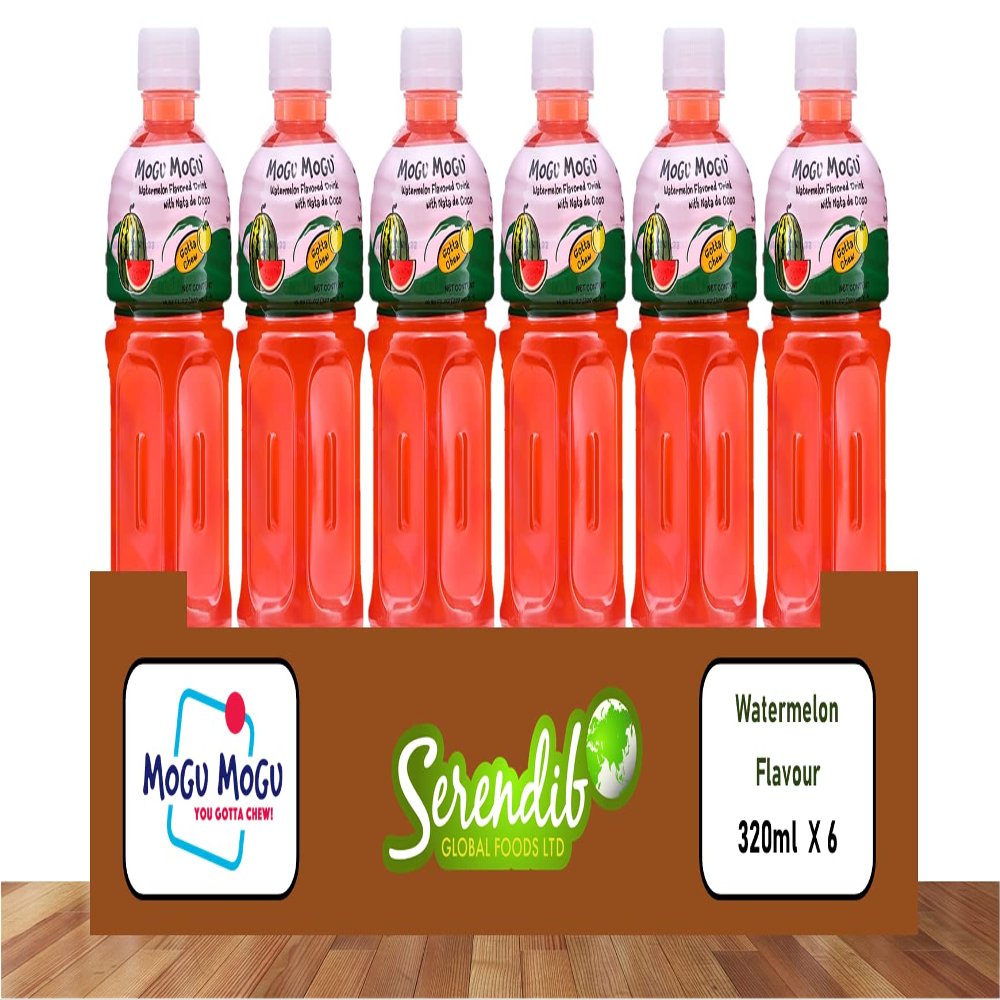 Mogu Mogu Watermelon Drink with NATA de Coco (Gotta Chew) 320ml (6 Bottles)