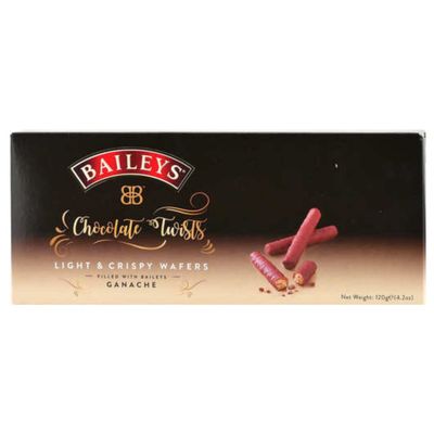 Baileys Chocolate Twists | Light and Crispy Wafers Filled with Bailey Ganache | Christmas | Valentine | Birthday Gift Set For Baileys Lover (1),120 g (Pack of 1)